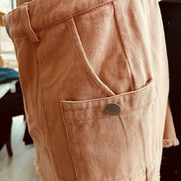 VERY J JUNIOR PINK DENIM SKIRT WITH FRIDGE BOTTOM DBL FRONT POCKET - Picture 3 of 12